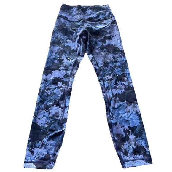 Lululemon Legging Marble Print Exterior/Interior Pockets Blue/Purple Size 6 - Picture 1 of 14